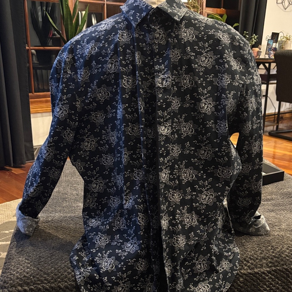 Express Black and White Floral Button Down Shirt